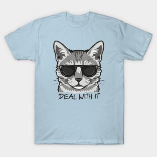 Slick Feline Swagger - Deal With It! T-Shirt